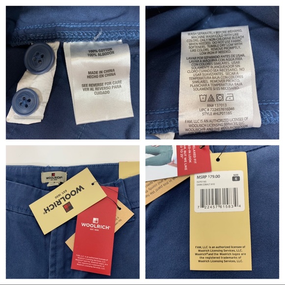 Woolrich Blue Sunday Chino Pants Casual Relaxed Soft New Nwt Size 6 - Picture 12 of 16